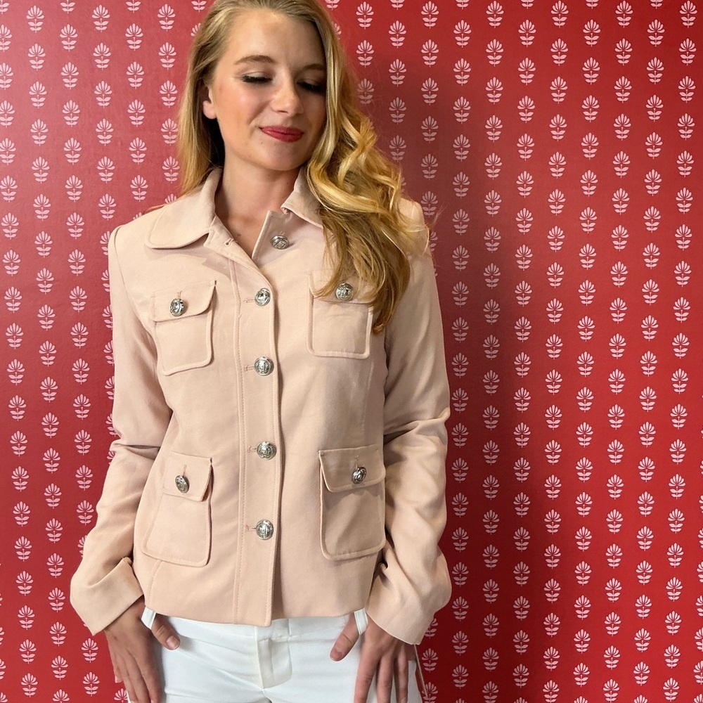 Women's Pink Button-Up Jacket - Picture 3 of 6